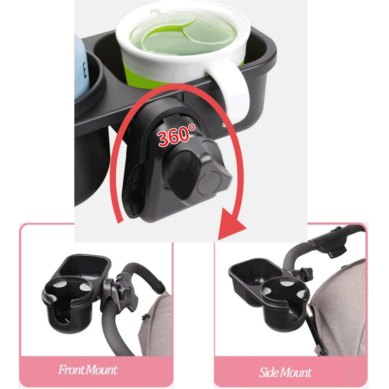 Niciksty Getränkehalter Kinderwagen mit Snack Tablett, 2-in-1 Universal Becherhalter Kinderwagen
