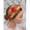 FANFAN Women's Mexican Headband with Flowers - Boho Sunset Orange