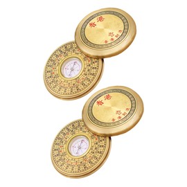 BESPORTBLE 2sets Multifunctional Chinese Compass Portable Pan Compass for Outdoor Gear Unique Retro Design for Home Decor and Hiking Activities 2pcs*2