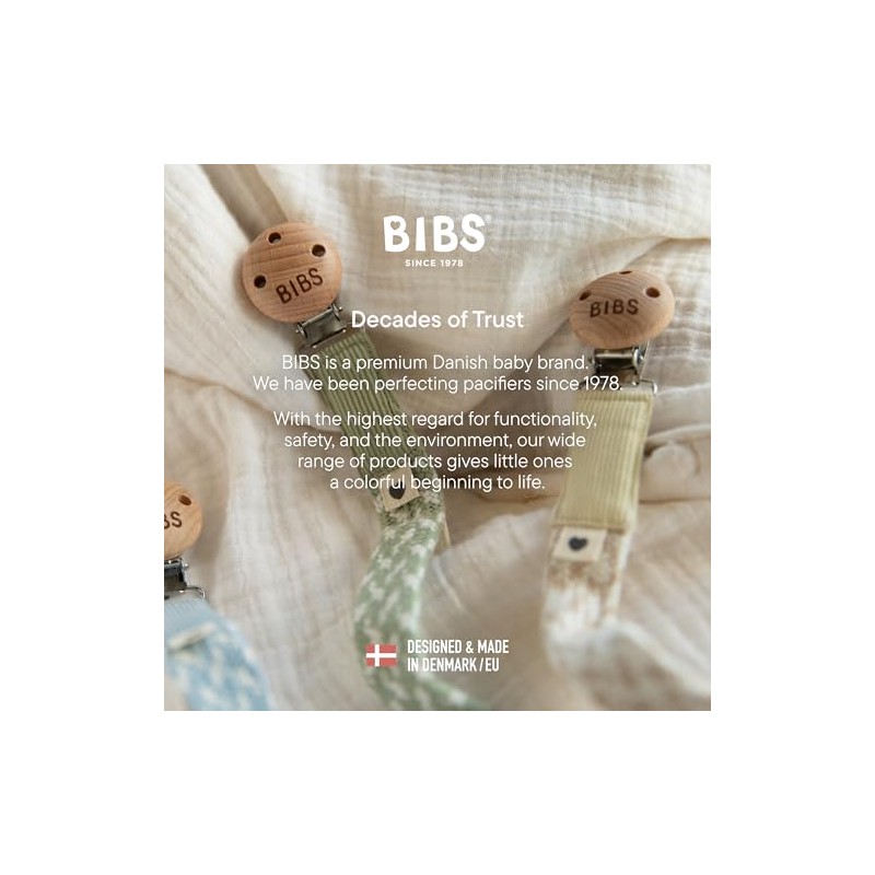 BIBS Pacifier Clip Braided Dusty Pink/Baby Pink