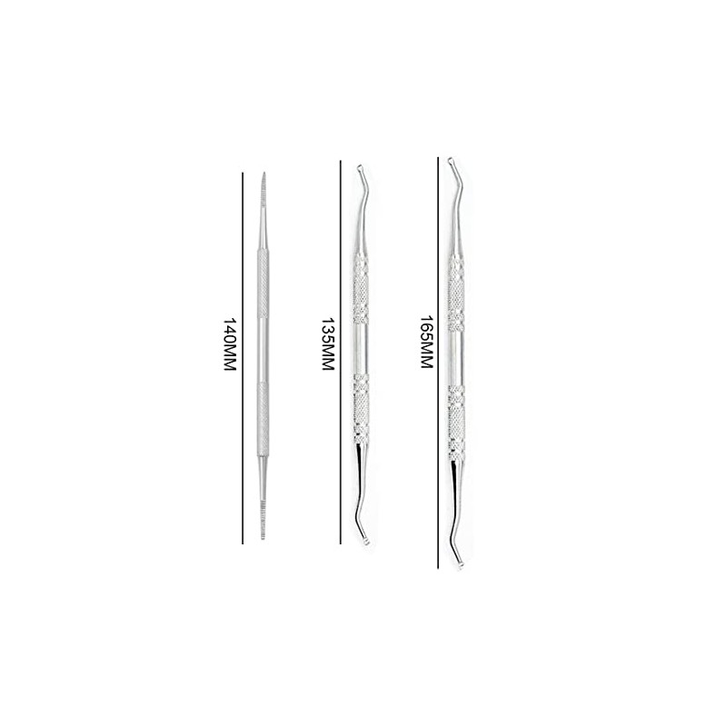 Androxeda 3 Piece Pedicure Set Double Ended Nail Tools for