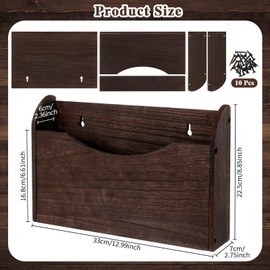 Suzile Wall Mounted File Holder Wood Magazine Holder Wall Hanging File Organizer for Office Mail Magazine Letter Paper Folder Organization(Brown)