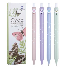MOZXIRZ 4 Pcs Gel Ink Pens Cartoon Retractable Pens Cute Animal Pen 0.5mm Ballpoint Pen Office School Supplies for Girls (Butterfly)