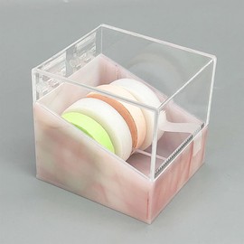 Acrylic Eyelash Tape Cutter, Dustproof Multi-Grids Tape Storage Dispenser, Grafting Tape Separator for Eyelash Extension (4 Rolls Marble Pink)