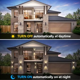 Housen Solutions Dusk to Dawn Outdoor Light Fixture 2 Pack, Aluminum IP65 Waterproof Porch Up Down Lighting, Oil Rubbed Bronze Exterior Wall Sconce for Garage Patio