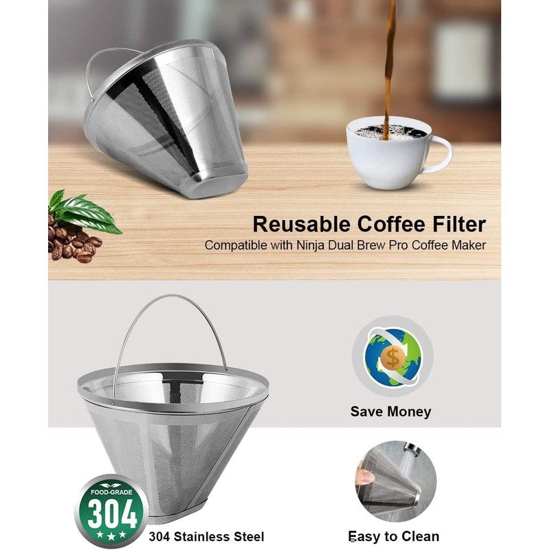 Coffee Filter for Ninja Dual Brew Coffee Maker, 2 Pack