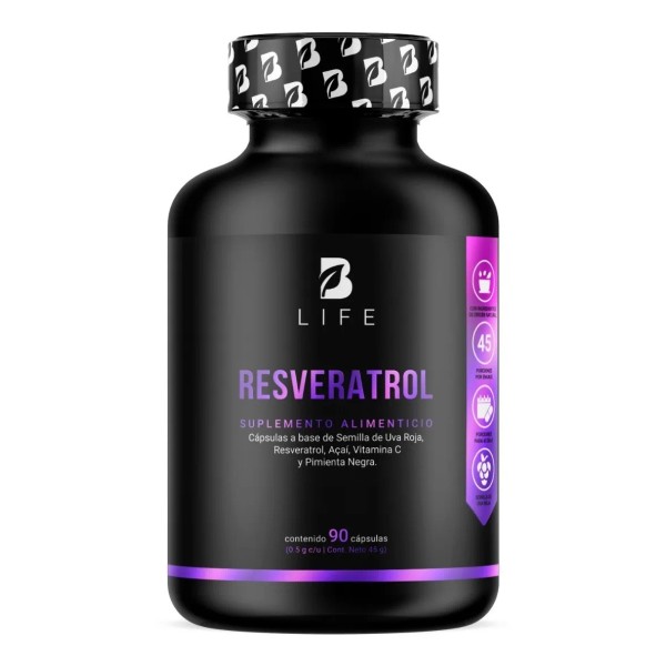 Resveratrol De 90 Cáps Con Semilla De Uva Roja Acai.