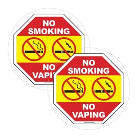 No Smoking No Vaping Window Decal - 5 Inch Round - No Smoking in Vehicle Sticker - Inside Window Cling - Easy to Remove and Reposition