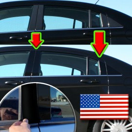 Pillar Covers LLC Black Pillar Trim for Hyundai Santa Fe 07-12 8pc Set Door Cover Piano Post