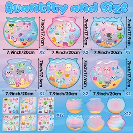 CY2SIDE DIY Axolotl Sticker Scene - 12 Sets of Fish Tank Scene with Cute Axolotl Decals for Girls, Fun Animal Sticker to Creative Crafts for Kids, Perfect Gifts & Party Favors for School Activities