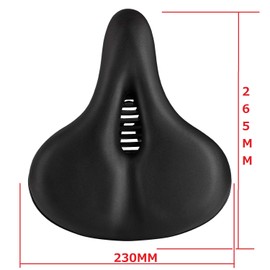 Bigsized Comfort Bike Seat - Most Comfortable Replacement Bicycle Saddle - Universal Fit for Exercise Bike and Outdoor Bikes - Suspension Wide Soft Padded Bike Saddle (Black Hollow)