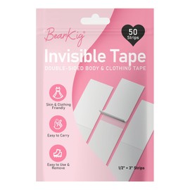 BearKig 50 tiras de cinta de doble cara para moda, cinta de tela transparente invisible para ropa y cuerpo con fuerza durante todo el día, hipoalergénica para pieles sensibles