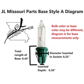 20 Style A Base Mini Bulb Flashers Christmas Tree Lights String Flasher Replacement 2.5 Volt V 0.425 Watt W. Indoor/Outdoor Incandescent. Commonly Used On 50,100 & 150 Light Strings. JL Missouri Part