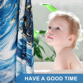 AmazerBath Shower Curtain Blue, Marble Fall Fabric Shower Curtain Sets with 12 Shower Curtain Hooks, Luxury Quality Home Hotel Washable Farmhouse Cloth Shower Curtains for Bathroom Decor, 72x72 Inches