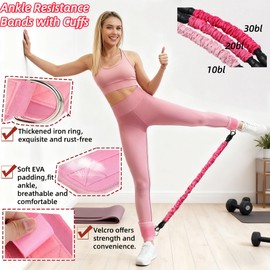 Ypdroy Leg and Glute Exercise Set Hip Thrust Belt, Ankle Resistance Bands with Cuffs Exercise Band Kit Yoga Socks & Bag, Pink Weights Workout Equipment for Women at Home Gym Fitness Equipment (Pink)