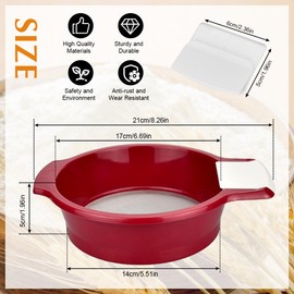 HAOMEEDUO Flour Sieve Stainless Steel Flour Icing Sugar Sieve 21 cm Baking Sieve Fine Stainless Steel Sieve Fine Mesh Household Sieve with Handles Kitchen Sieves Red Shaker Sieve with Scraper for
