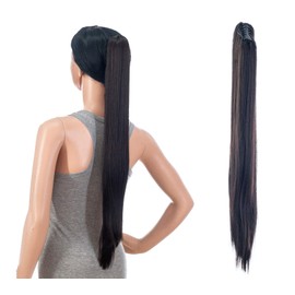 SWACC 28-Inch Long Straight Claw Clip Ponytail Extensions Synthetic Hair Extensions Ponytail Jaw Clip Hair Pieces for Women (Chestnut Brown-6#)