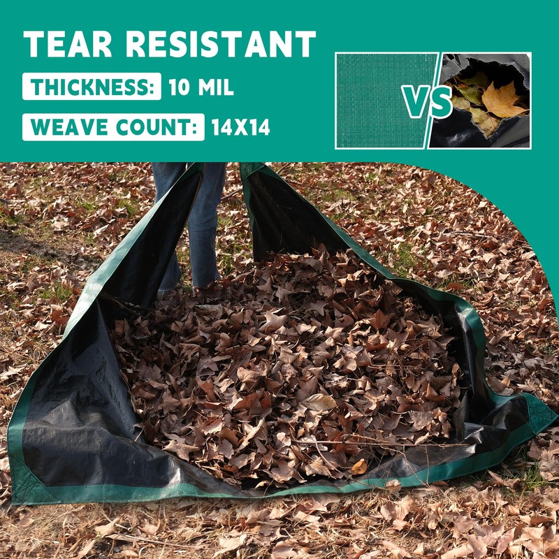 RAINDEWAY 7x7 Feet Leaf Tarp with Handles 10 Mil Waterproof