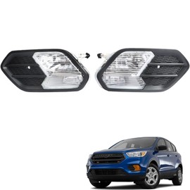 TJHSM 1 Pair of Front Turn Signal Lamp Fog Lights Clear and Black Replacement for Escape 2017 2019 GJ5Z-17K946-AB GJ5Z-17K946-AA GJ5Z-13200-C GJ5Z-13