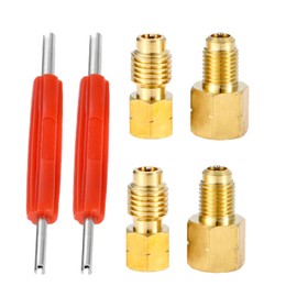 Mtsooning 4PCS R1234yf Vacuum Pump Adapter,1/4'' SAE Female FL x 1/2" LH-Male & 1/2" LH Female x 1/4" SAE FL Male,Refrigerant Tank Adapter with Valve Core Remover for Air Conditioner HVAC Conversion