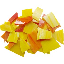 200g Stained Glass Mosaic Tiles,Glass Mosaic Supplies Kit, Mixed Orange Yellow Colors and Shapes,Stained Glass Tiles for Handmade DIY Art/Crafts and Home Decoration (200g/7oz Pack)
