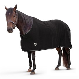 Jeffers Equine Elite Fleece Horse Cooler Blanket, 66 Inch – Soft, Adjustable Fit, Lightweight, Easy Care, Moisture Wicking Cooling Sheet with Surcingle for Post Exercise, Travel for Horses – Black