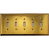 Unlacquered Polished Brass 5 Gang Toggle Light Switch Wall Plate