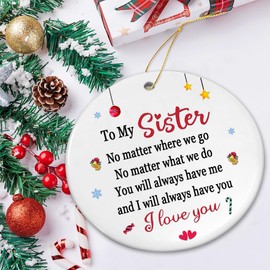 Sister Christmas Ornaments 2024,Sister Gifts for Christmas,Sister Ornament for Christmas Tree,White Christmas Sister Ornaments,Sisters Gifts from Sister,Friend Ornaments for Women