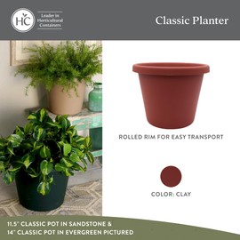 The HC Companies Classic Round Plastic Plant Pot w/Rolled Rim - Lightweight & UV Resistant Flower Pot for Herbs & More - Outdoor & Indoor Plant Pots w/Drainage (7 inch Clay, Pack of 1)