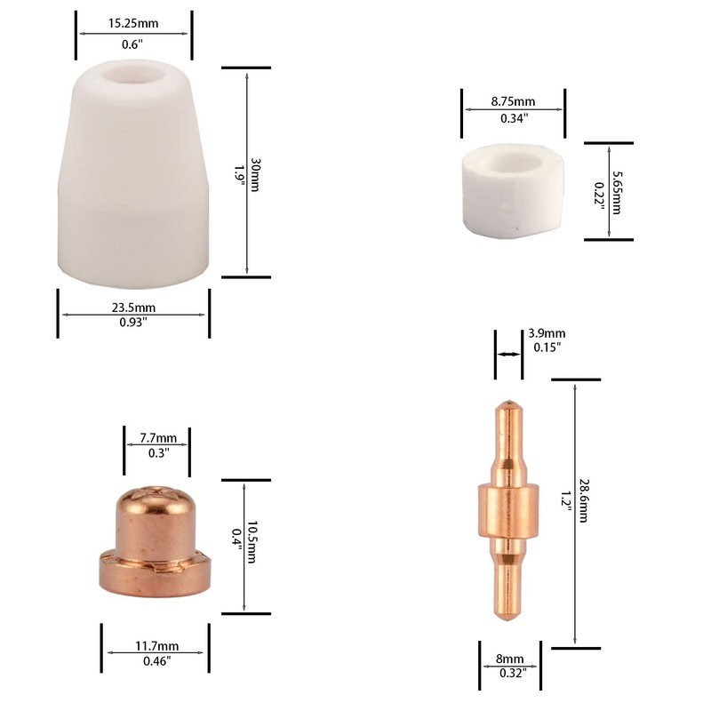 KERUE 150pcs PT-31 Air Plasma Cutting Nozzle Electrode Consumables Fit