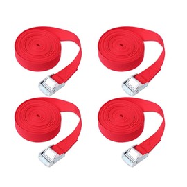 Ratchet Tie Down Straps, 4m x 25mm 4Pcs Adjustable Lashing Straps with Alloy Buckle for Cargo Luggage Vans Trucks - Red