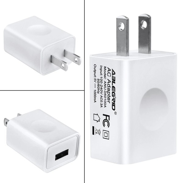 Ablegrid White 5V 1A USB Port Wall Charger 5 Volt