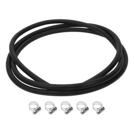 X AUTOHAUX 1 Set Fuel Line Kit Vacuum Hose Automotive Fuel Hose with 5 Clamps 8ft 1/4" ID 0.47" OD Black NBR Rubber