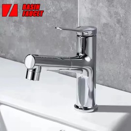 CINCOSKY Bathroom Faucet with Pull Out Sprayer - Three Water Modes, One Hole Bathroom Faucet, Perfect for Family and Modern Bathrooms (Chrome)