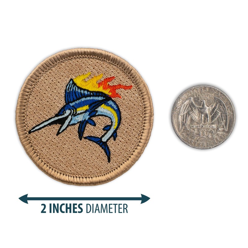 Flaming Marlin Patrol Patch - 2" Diameter Round Embroidered Patch
