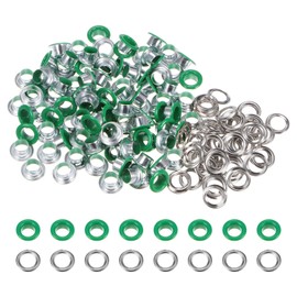 HARFINGTON 100 Set Color Round Grommets 6mm 1/4" Hole Metal Eyelets with Washers for Scrapbooking Shoes Clothes Leather Canvas, Green