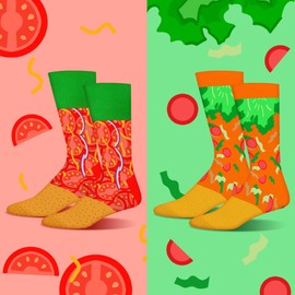 AGRIMONY Pizza Box Socks, Men's, Women's, Boys, Fun, Gift, Christmas, Birthday, Popular, Gift, Fashionable, Cute, Cotton, Stylish, Crew Socks, Valentine's Day Gift, D-Tacos