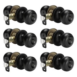 Haidms 6 Pack Matte Black Door Knobs Interior, Privacy Interior Door Knob for Bedroom or Bathroom Classic Black Round Doorknobs Hardware