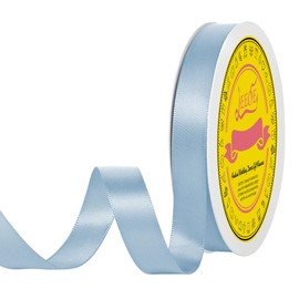 LEEQE Double Face Dusty Blue Satin Ribbon 5/8 Inch x Continuous 30 Yards Polyester Ribbon for Wedding Gift Wrapping Party Hair Bow Invitation Decorations