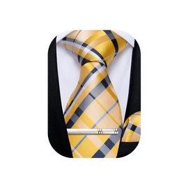 DiBanGu Striped Necktie, Handkerchief, and Tie Clip Set; Washable; School Entrance Ceremonies; Business; After-Parties