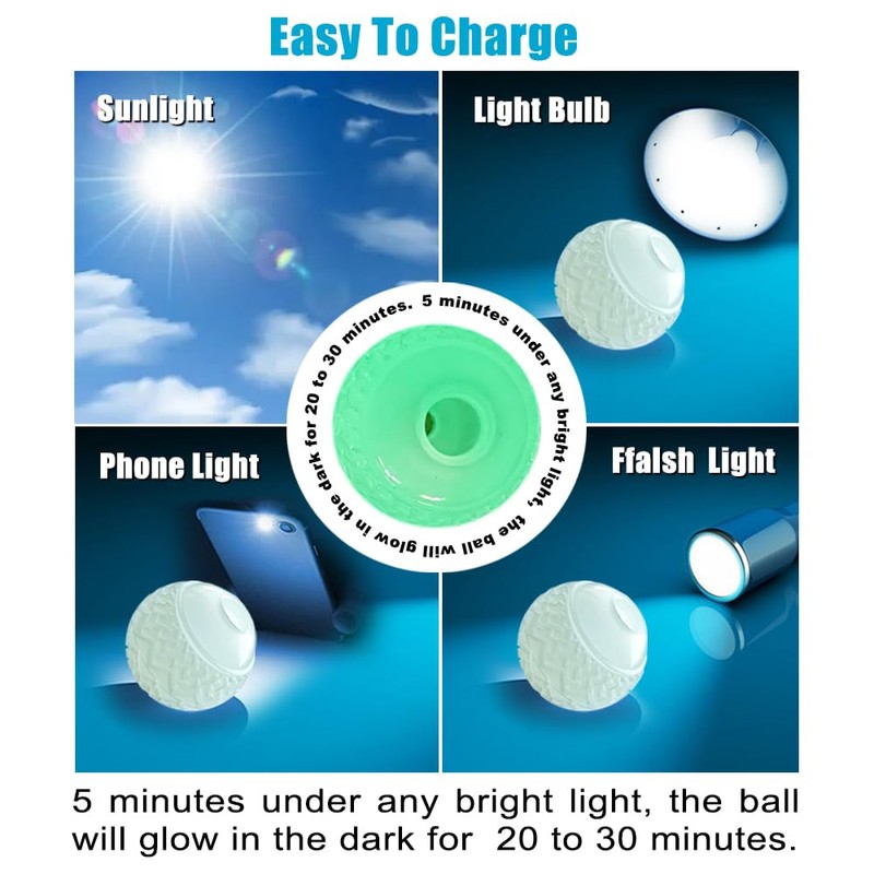 Feixun Dog Glow Ball Toy, Dog Toy Ball Glow in