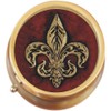Fleur De Lis Vintage BRASS Round Pill Box