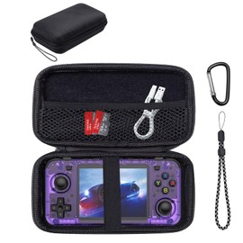 YAJOJO Carrying Case for R36H Handheld Game Console- Hard Shell Protective Carrying Case, Portable Travel Storage Bag with Wrist Strap & Carabiner | Anti-scrathes&Shockproof,Black