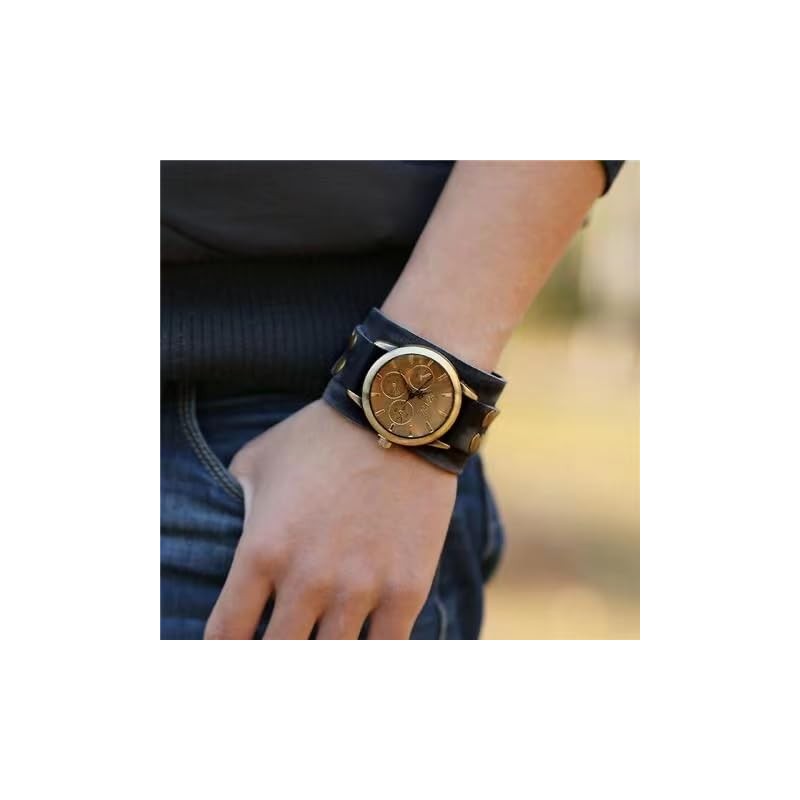 Punk Men's Watch Retro Do Old Style Braided Leather Bracelet