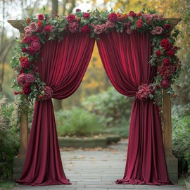 ESGOTBME 10x10ft Wrinkle Free ‌Burgundy Backdrop Curtain for Parties Soft Fabric Drapes Wedding ‌Curtain Backdrop for Birthday Party Decorations Background for Photography 5x10ft, 2 Panels