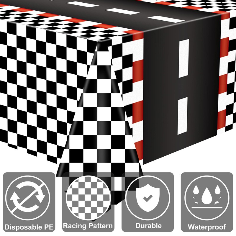 2 PCS Racing Car Plastic Tablecloths Car Theme Disposable Party