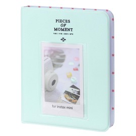 sourcing map 64 Pockets Photos Album, Leather Cover 2 x 3 Small Photo Album with Front Window Instant Film Photo Album Book for Instant Camera Film, (Light Green)