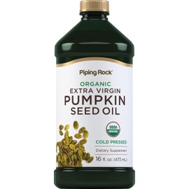 Piping Rock Pumpkin Seed Oil Organic Cold Pressed | 16 Fl Oz | Extra Virgin Liquid Supplement | Vegetarian, Non-GMO, Gluten Free