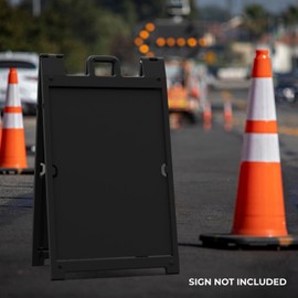Sigo Signs A-Frame, Portable Sidewalk Curb Sign, Black, for 24x36 Double-Sided Sign, Plasticade Signicade Deluxe