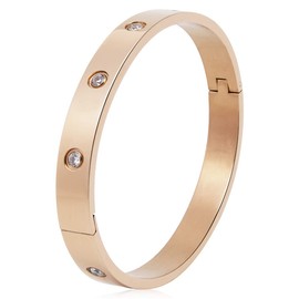 Love Bangle Bracelet for Women, Luxury Gold-Plated Stainless Steel, Simple Style , Stainless Steel